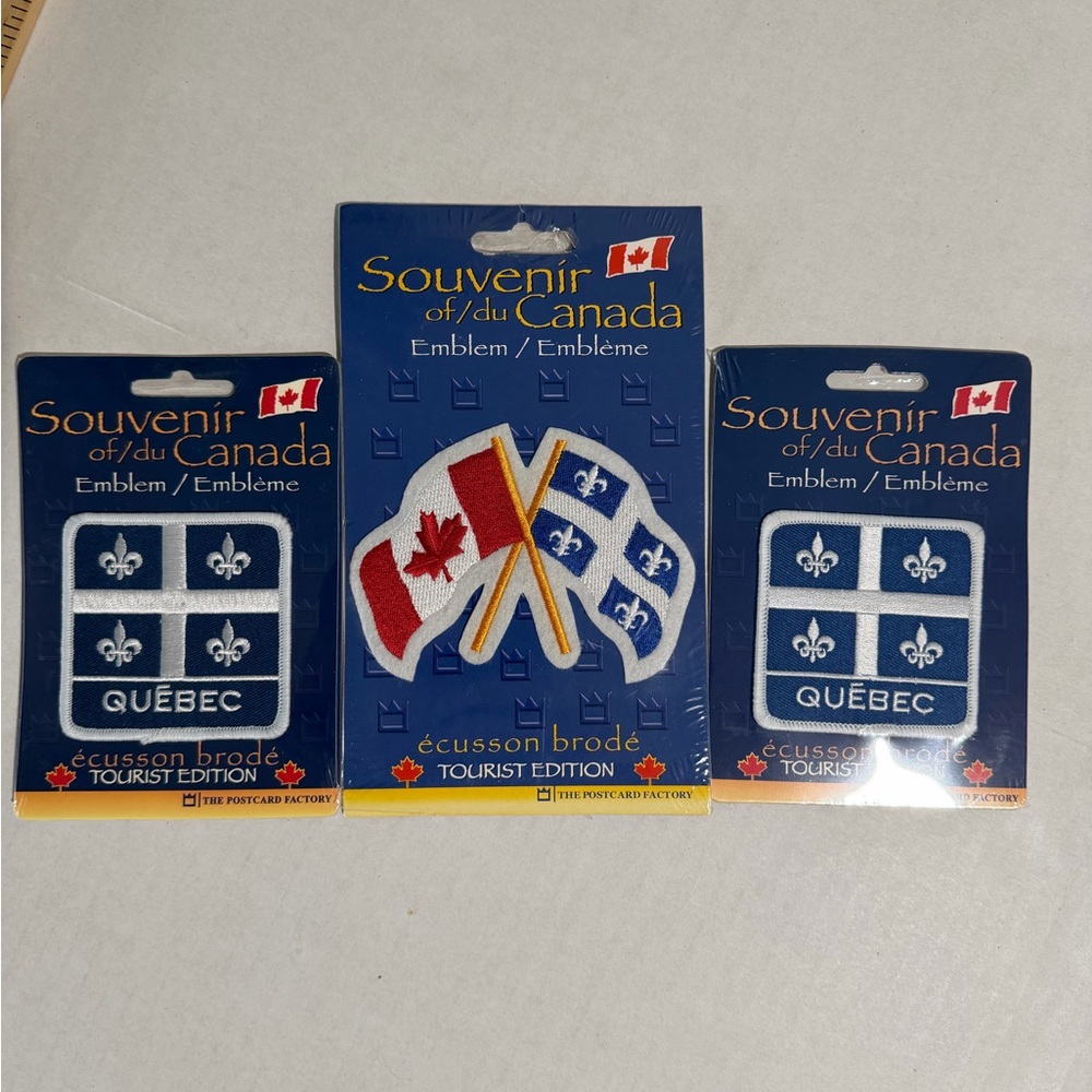 Vintage Souvenir of/du Canada 3 pack sew on/iron on patches, NWT